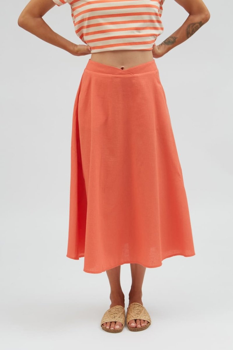 Jupe coton et lin - Lulua - orange - fairytale