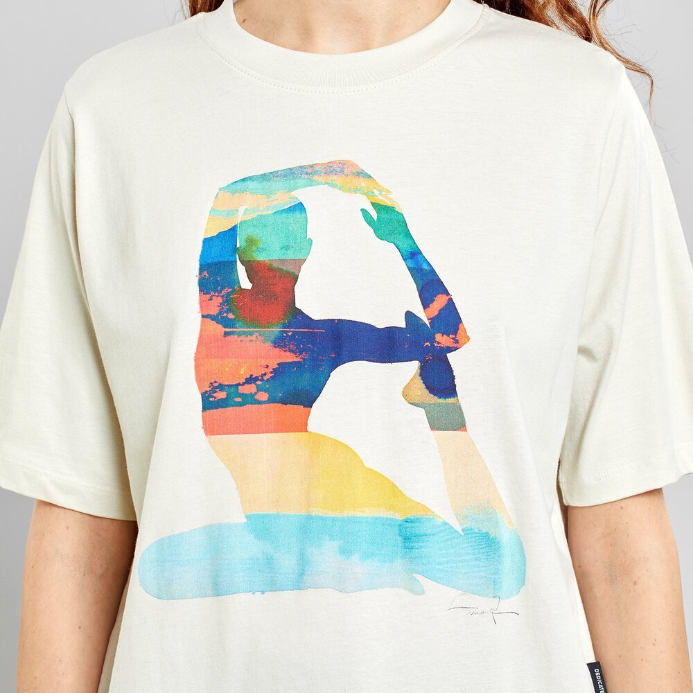 T-shirt coton biologique - Vadstena Yoga pose - blanc - fairytale