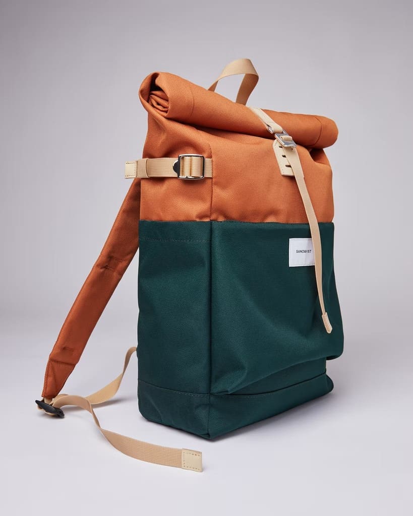 sac à dos vert et orange polyester recyclé ilon de sandqvist par fairytale.eco - 32