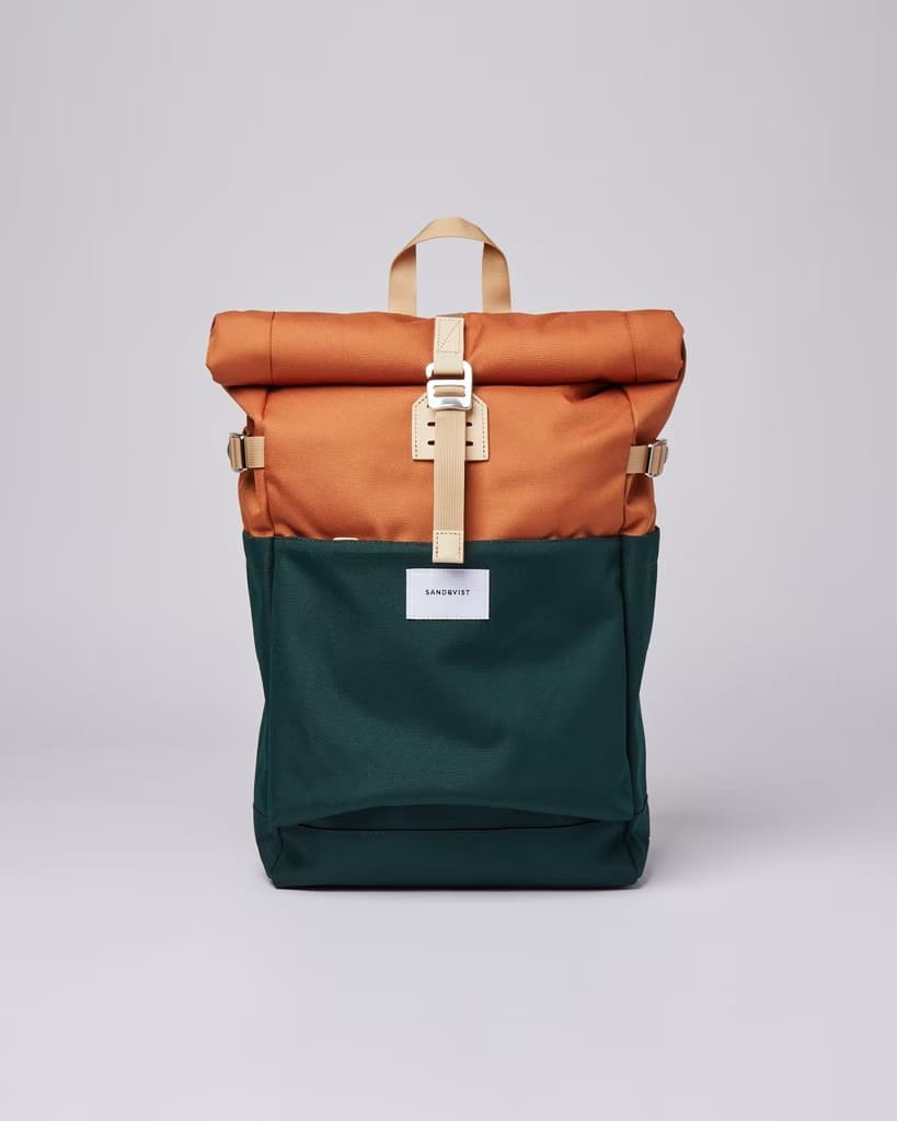 sac à dos vert et orange polyester recyclé ilon de sandqvist par fairytale.eco - 30
