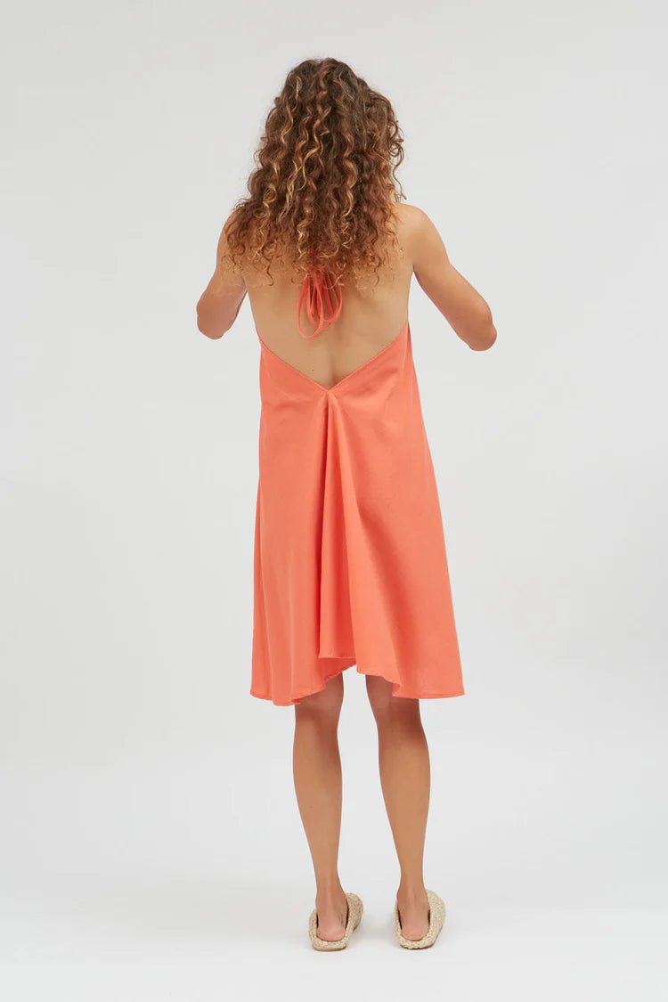 Robe courte coton biologique et lin - Mp Short - orange - fairytale