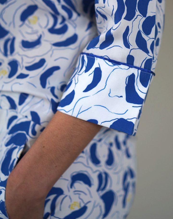 Nêge Paris - Chemise Archipel couleur bleu et blanc tencel lyocell certifié OEKO-TEX