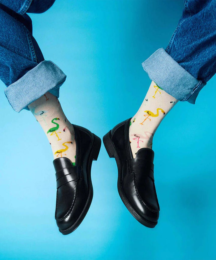 Chaussettes coton biologique - Flamingo Cream - bleu - fairytale