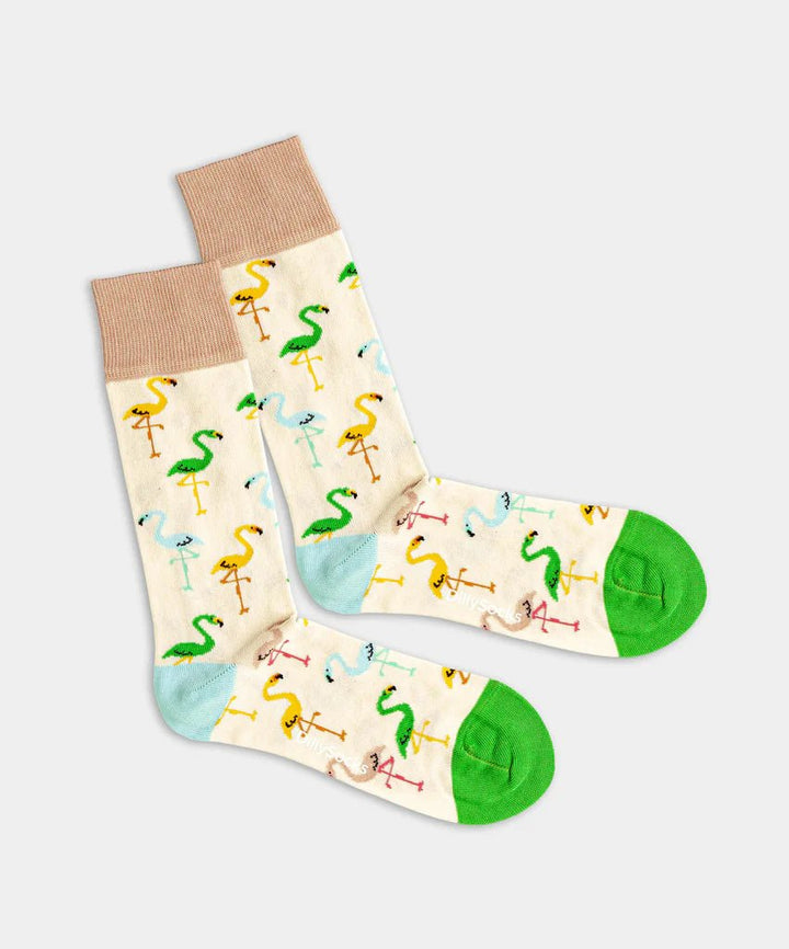 Chaussettes coton biologique - Flamingo Cream - bleu - fairytale