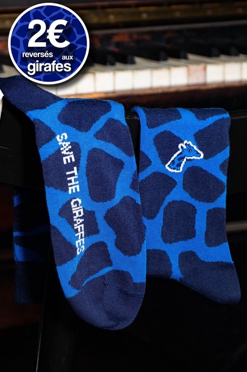 Chaussettes coton biologique - Girafe - bleu - fairytale