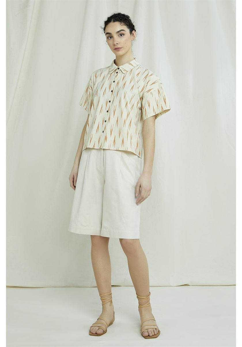 Chemise coton biologique - Dylan Ikat - beige - fairytale
