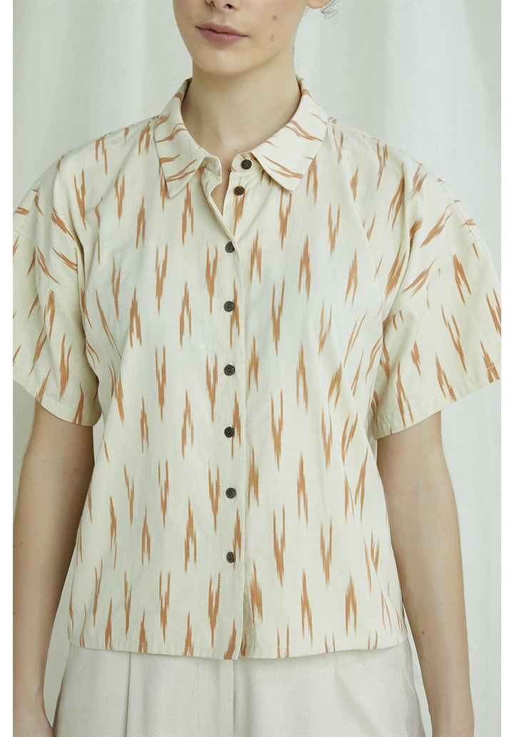 Chemise coton biologique - Dylan Ikat - beige - fairytale