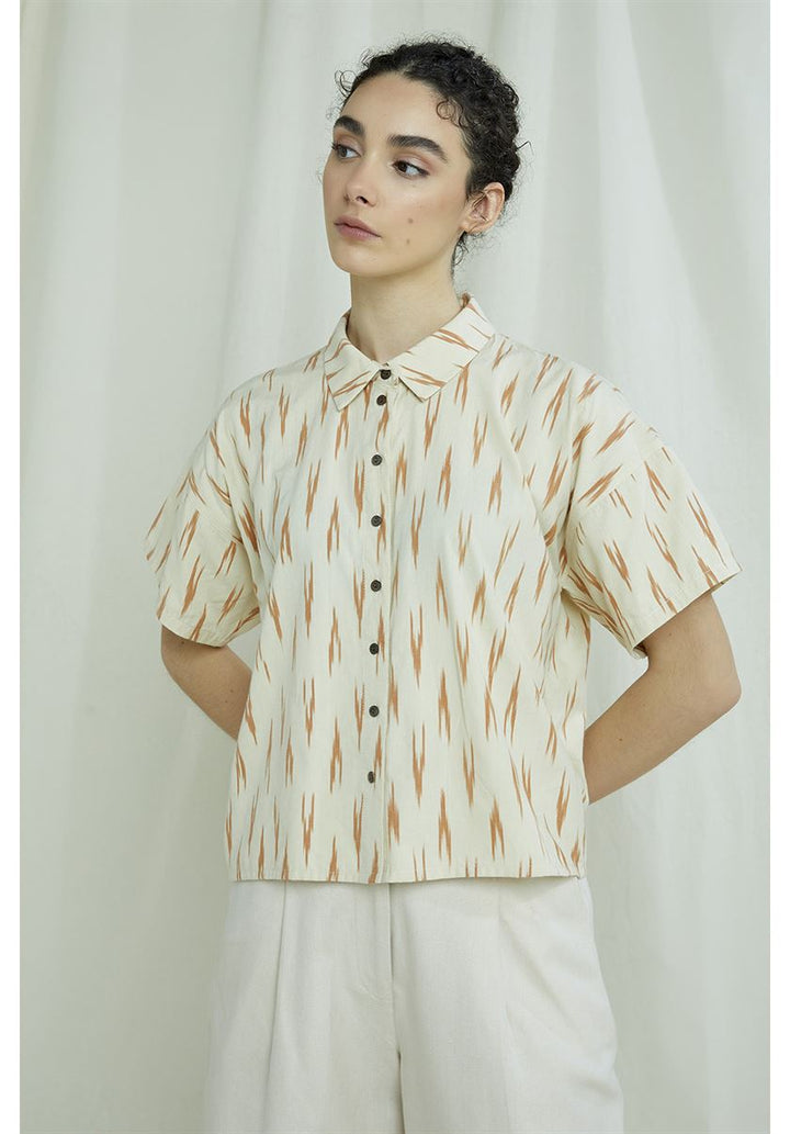 Chemise coton biologique - Dylan Ikat - beige - fairytale