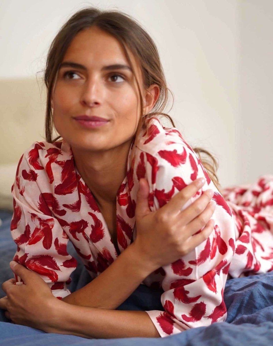 Chemise pyjama en tencel - Délicatesse - Rouge - fairytale