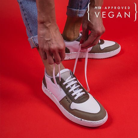 ME.LAND EVAN vegan and recycled sneaker in white and khaki ladies