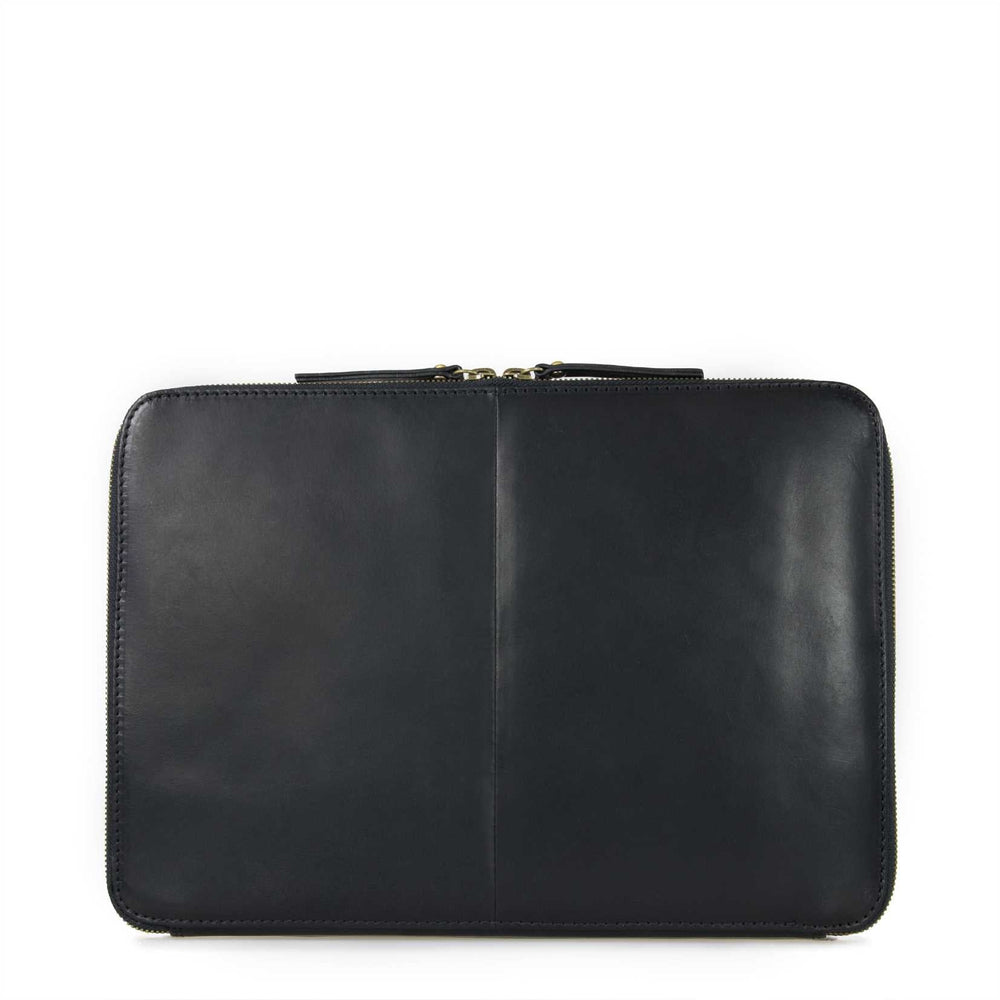 Housse ordinateur cuir tannage végétal - Zipper - noir - fairytale