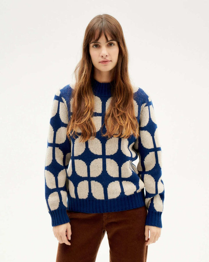 Pull bleu en laine - Wallpaper ops - bleu - fairytale