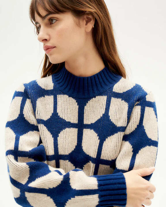 Pull bleu en laine - Wallpaper ops - bleu - fairytale