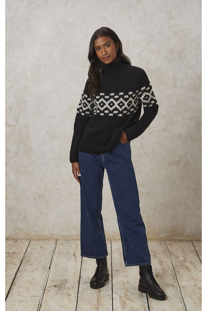 Pull laine biologique - Eli Fairisle - noir - fairytale