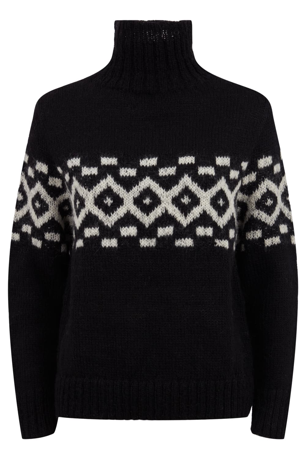 Pull laine biologique - Eli Fairisle - noir - fairytale
