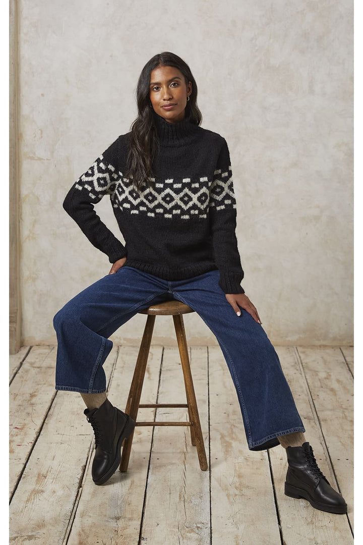 Pull laine biologique - Eli Fairisle - noir - fairytale