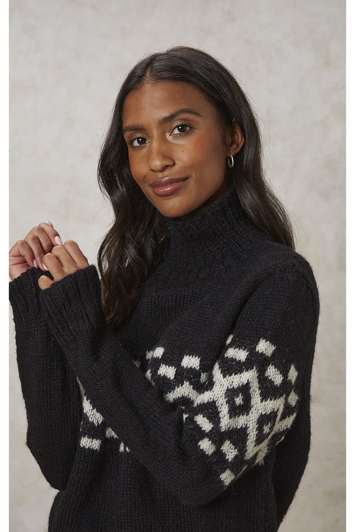 Pull laine biologique - Eli Fairisle - noir - fairytale