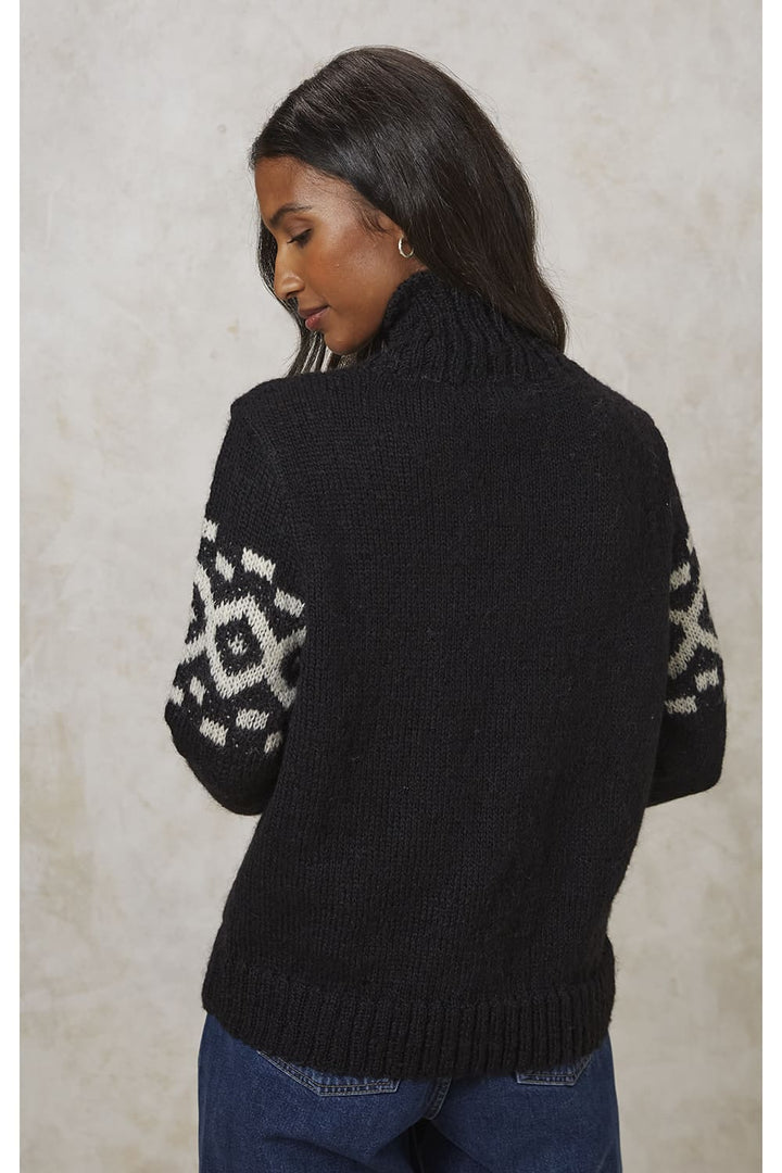 Pull laine biologique - Eli Fairisle - noir - fairytale