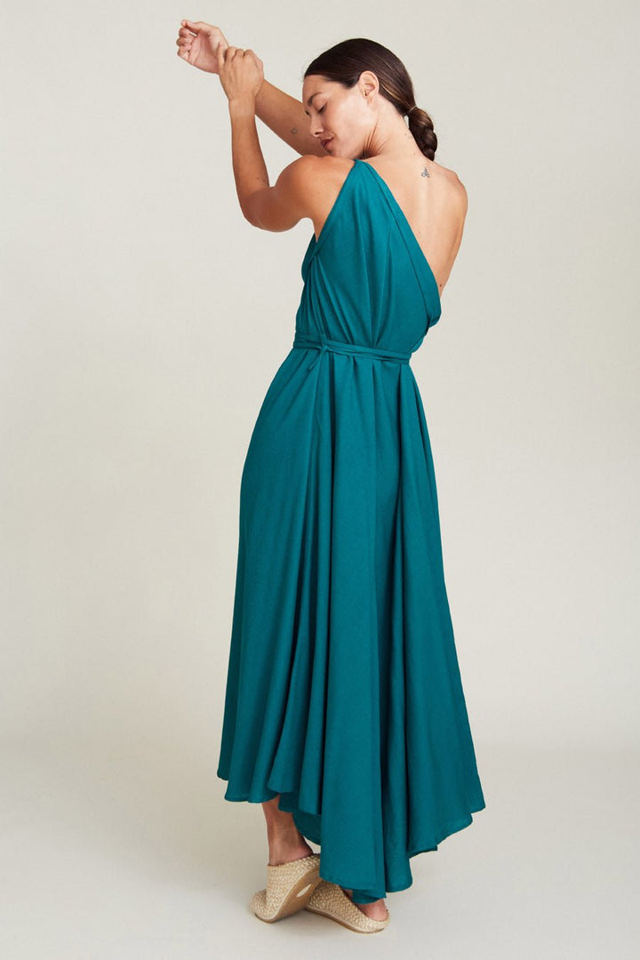 Robe longue coton biologique - Mp Long - vert émeuraude - fairytale