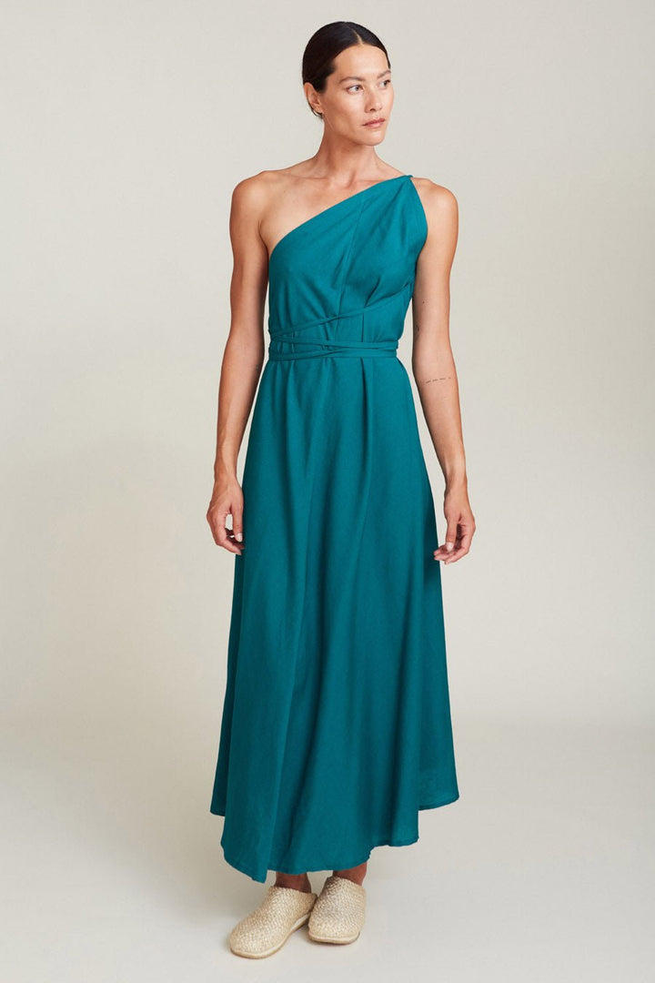 Robe longue coton biologique - Mp Long - vert émeuraude - fairytale