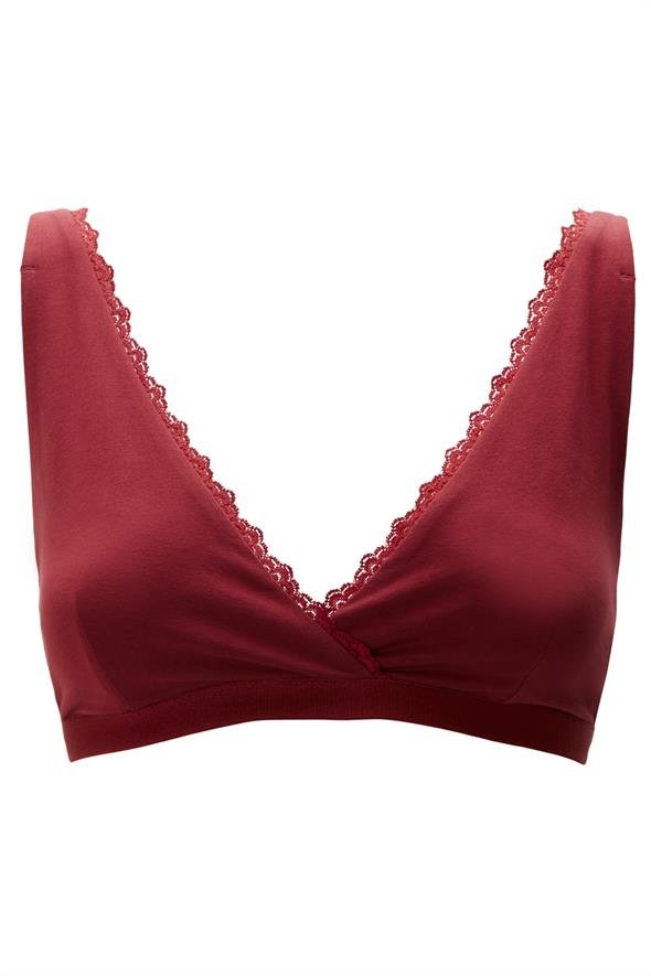 Soutien-gorge coton biologique - Triangle - bordeaux - fairytale