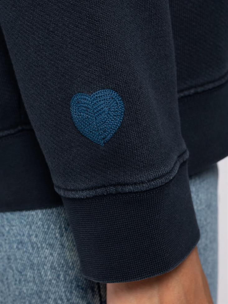 Sweatshirt coton biologique - Bibbi Heart - bleu marine - fairytale