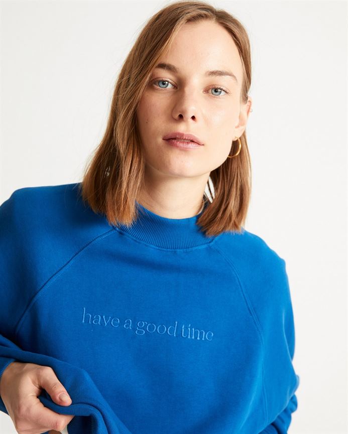 Sweatshirt coton biologique - Good Time - bleu - fairytale