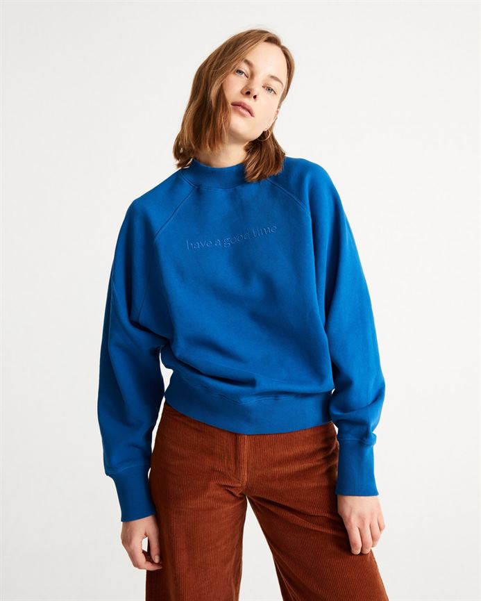 Sweatshirt coton biologique - Good Time - bleu - fairytale