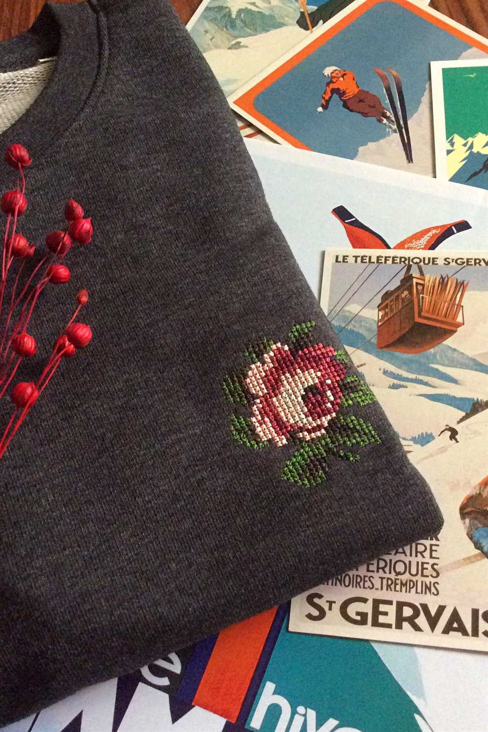 Sweatshirt coton biologique - Rose - gris - fairytale