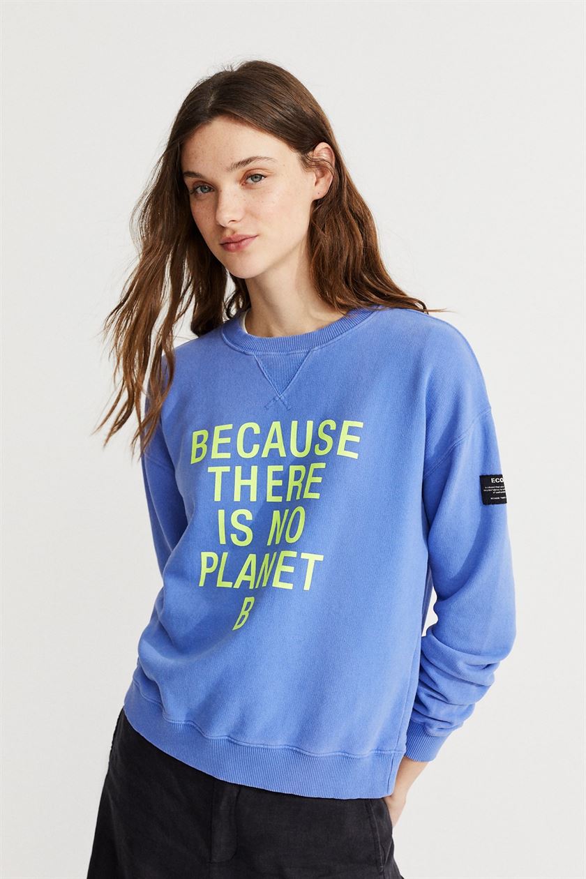 Sweatshirt coton recyclé - There Is No Planet B - lavande - fairytale