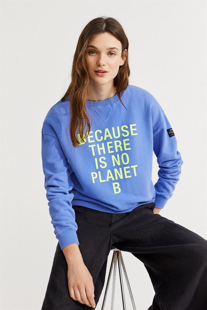 Sweatshirt coton recyclé - There Is No Planet B - lavande - fairytale