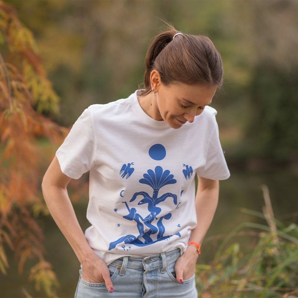 T-shirt coton biologique - Dualité Bleue - blanc - fairytale