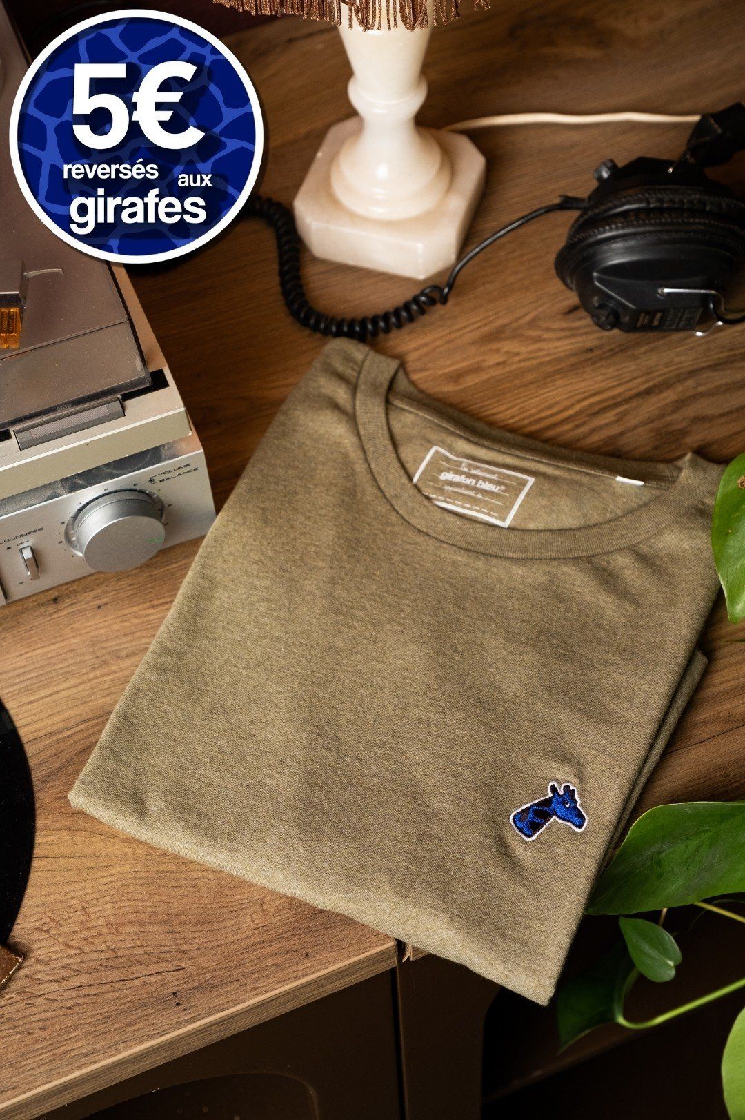 T-shirt coton biologique - Girafleur - Kaki - fairytale