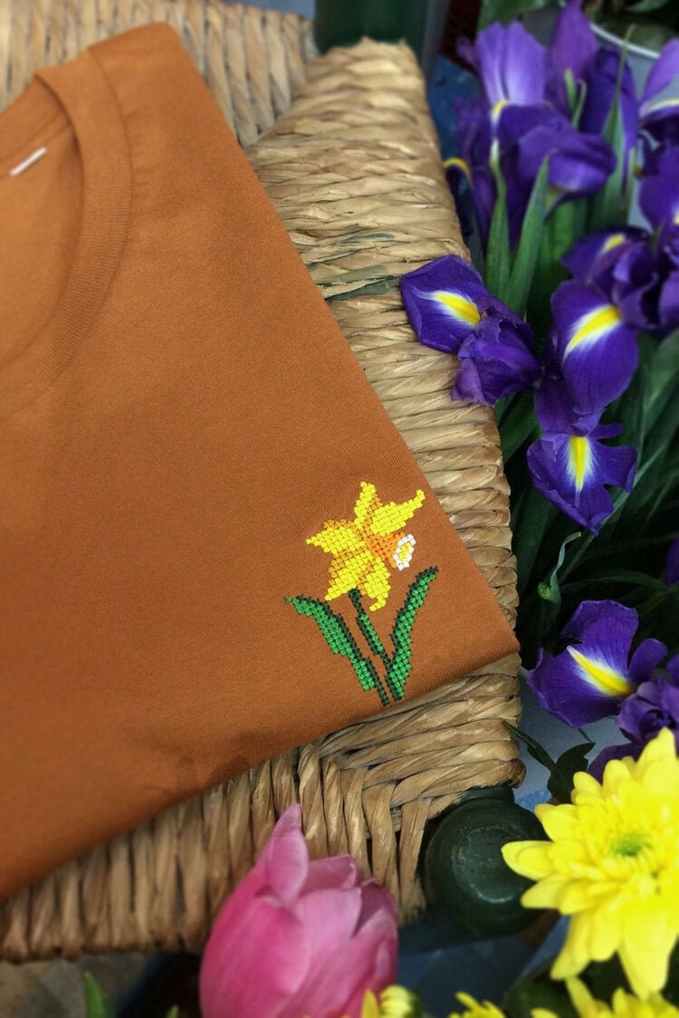 T-shirt coton biologique - Jonquille - marron - fairytale