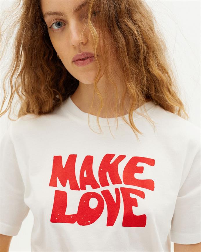 T-shirt coton biologique - Make Love - blanc - fairytale