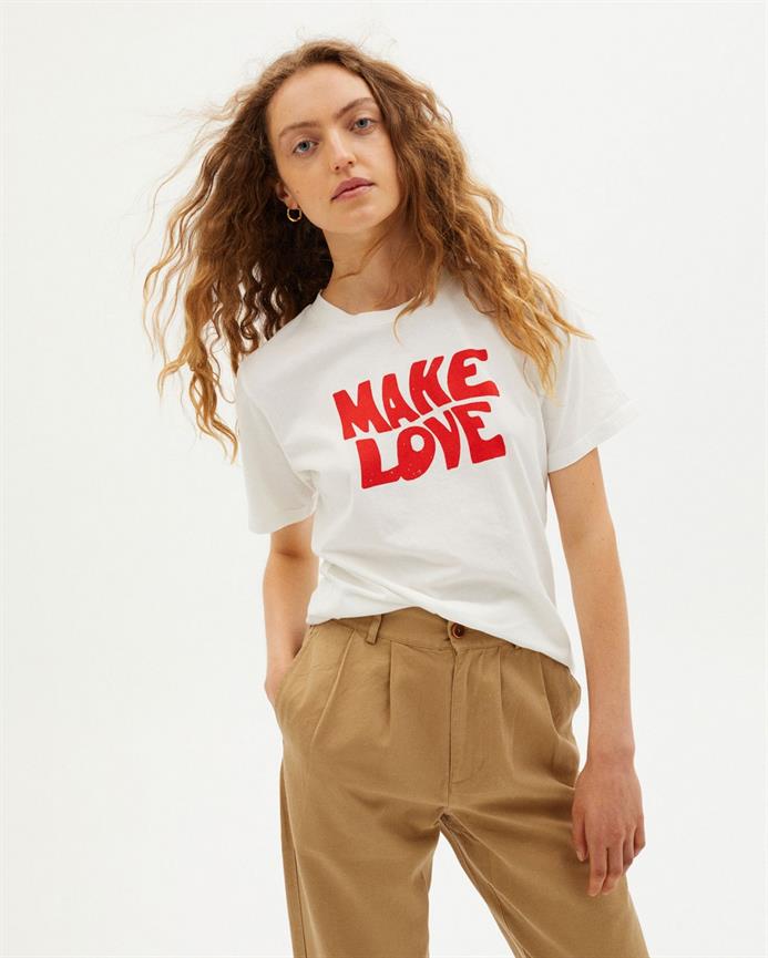T-shirt coton biologique - Make Love - blanc - fairytale