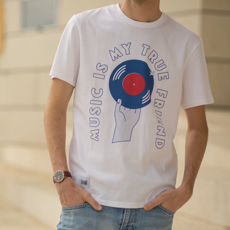 T-shirt coton biologique - Music Is My True Friend - blanc - fairytale