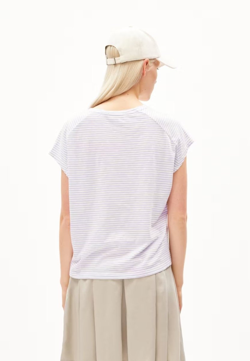 T-shirt coton biologique - Oneliaa lovely stripes - violet - fairytale