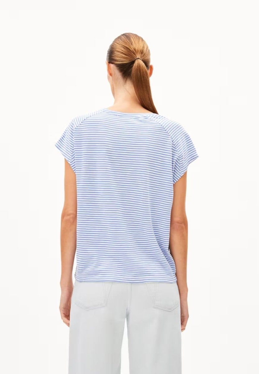 T-shirt coton biologique - Oneliaa lovely stripes - bleu - fairytale