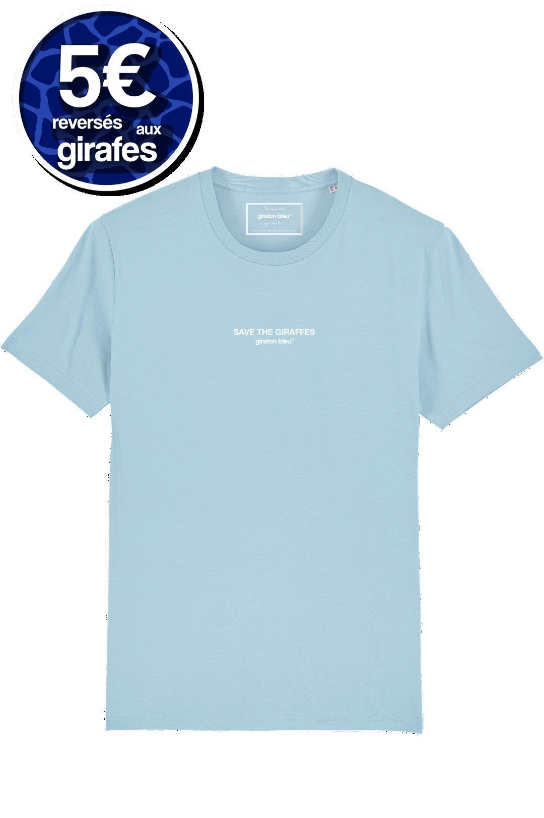 T-shirt coton biologique - Save The Giraffes - Bleu ciel - fairytale