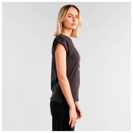 T-shirt Flower en coton bio - Visby - charbon - fairytale