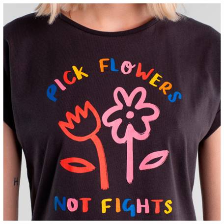 T-shirt Flower en coton bio - Visby - charbon - fairytale