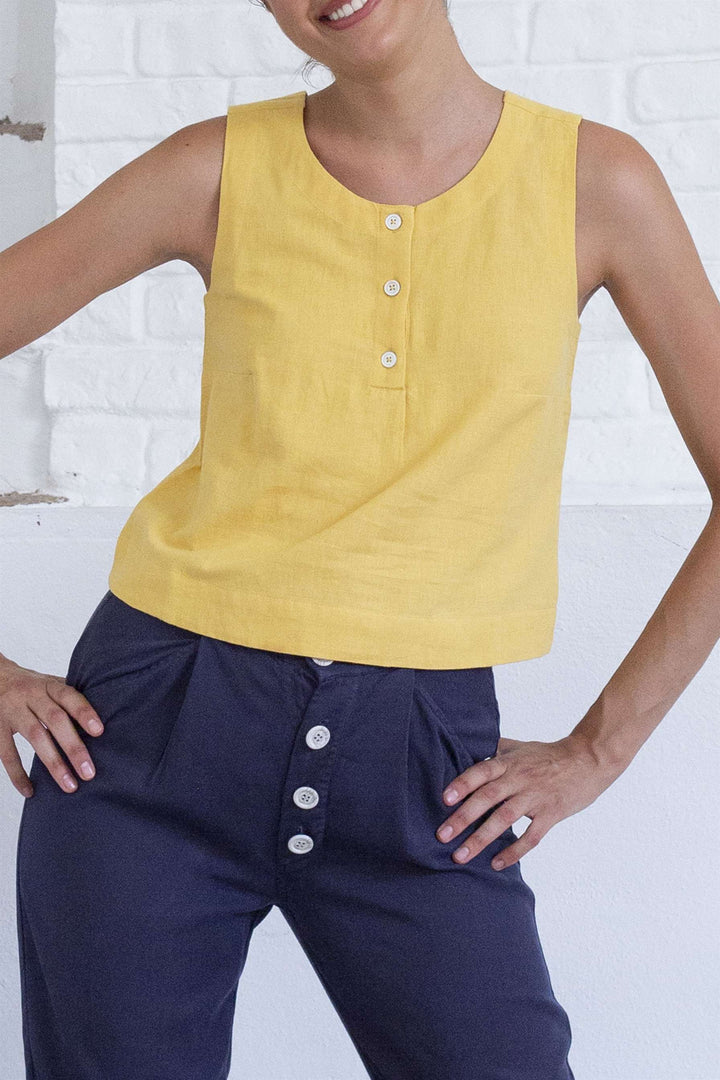 Top coton biologique et lin - Arlik - jaune - fairytale