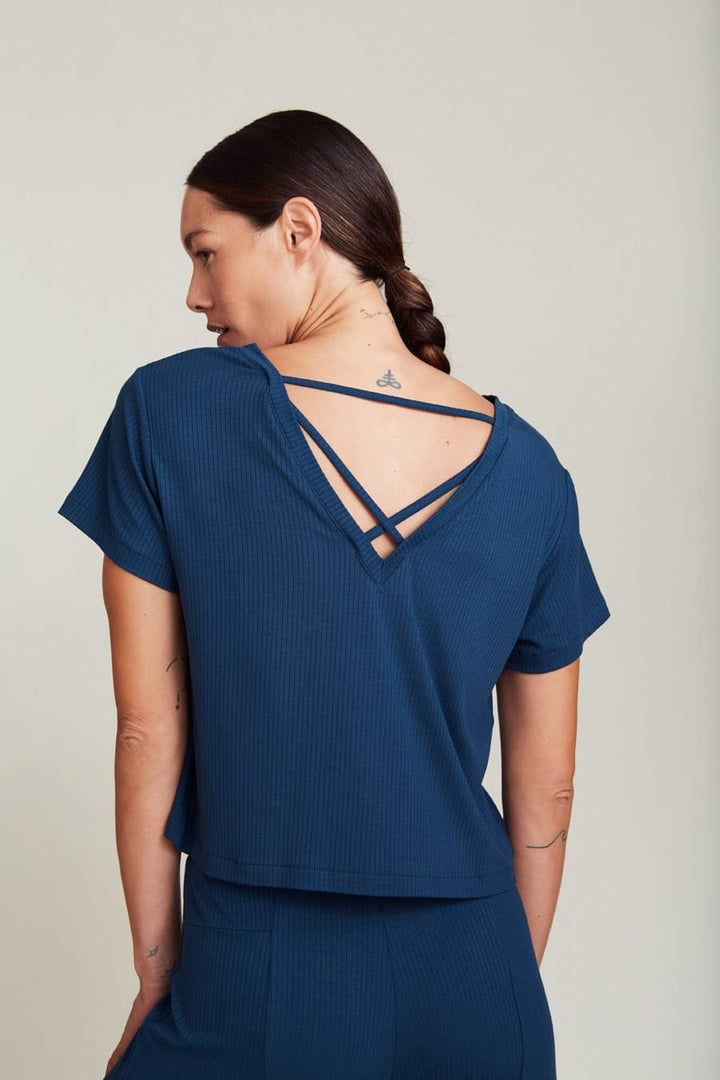 Top viscose recyclée - Samoa - bleu - fairytale