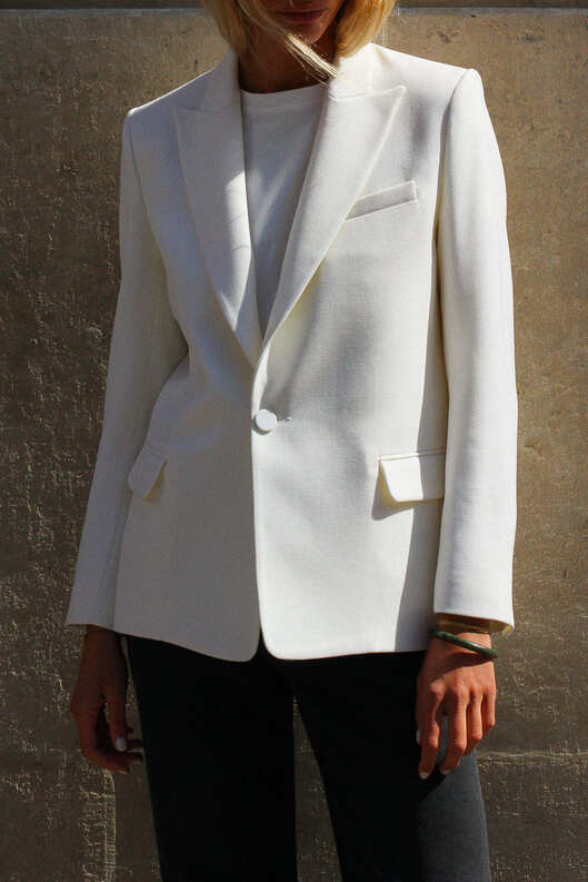 Veste blazer laine upcylée blanche - Lauren - blanc - fairytale
