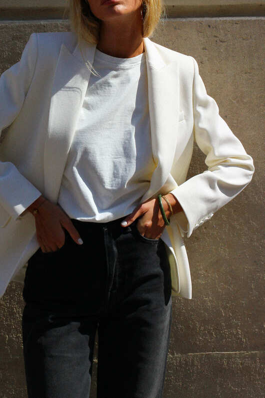 Veste blazer laine upcylée blanche - Lauren - blanc - fairytale