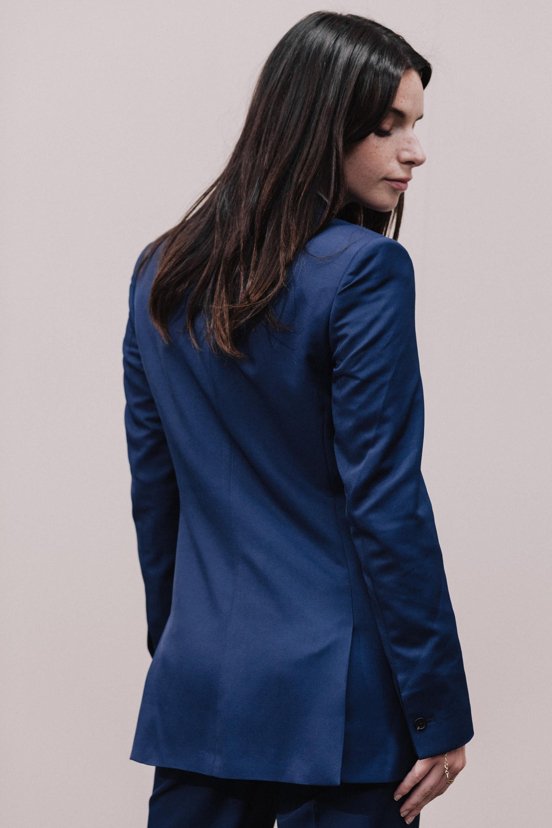 Veste de tailleur en fibres recyclées - Longue Croisée - bleu - fairytale
