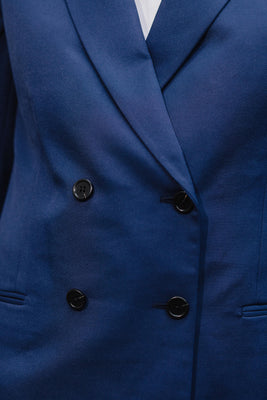 Veste de tailleur en fibres recyclées - Longue Croisée - bleu - fairytale