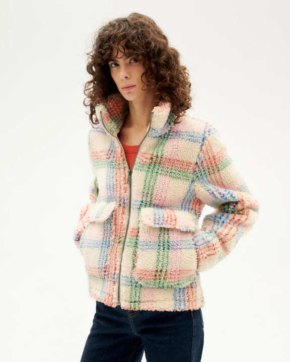 Veste polaire multicolore coton bio - Sophie jacket - ivoire - fairytale