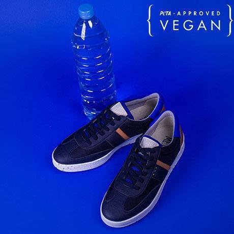 ME.LAND VIVACE vegan and recycled sneaker in navy, blue and cognac above